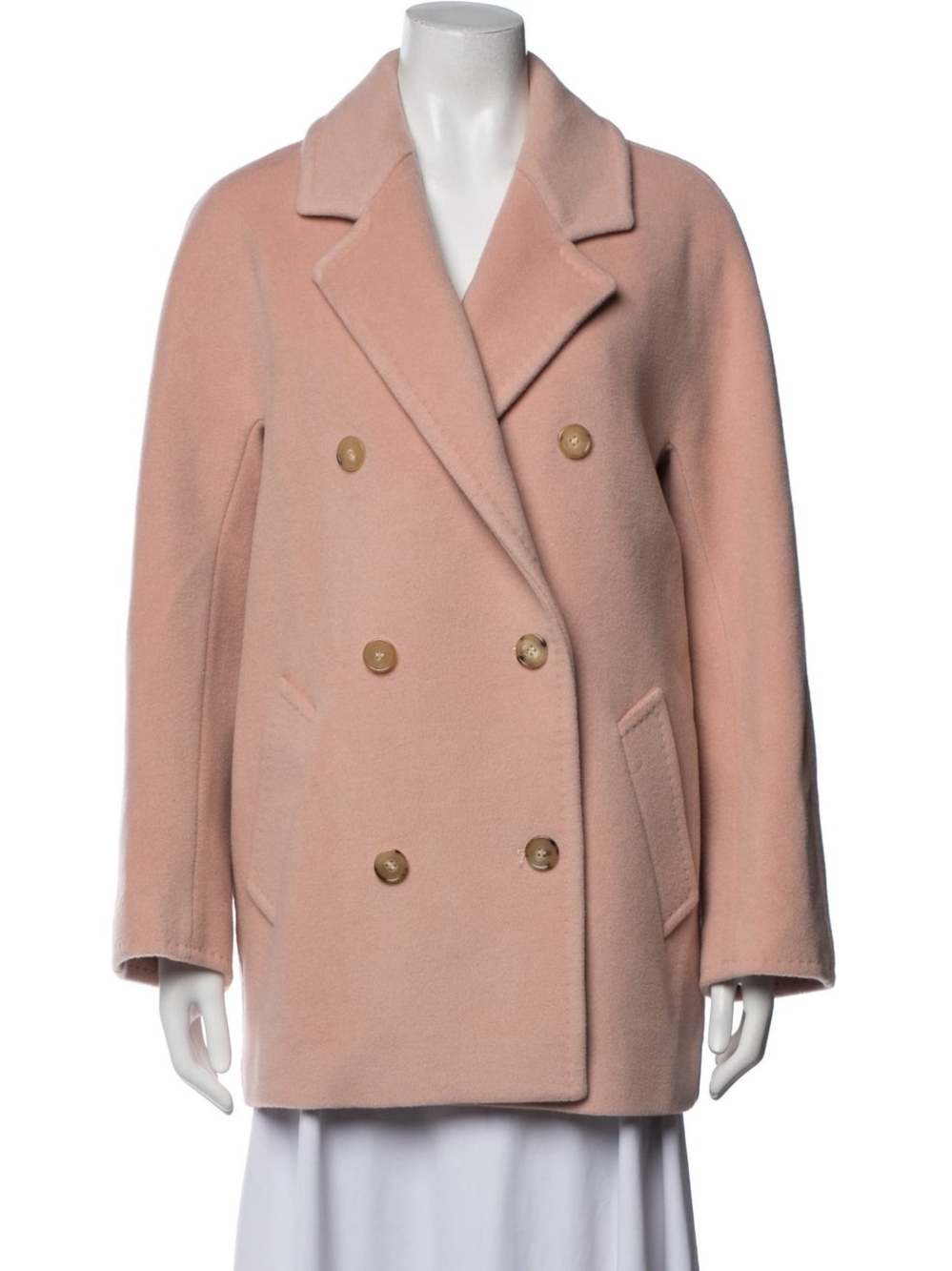 MaxMara Classic Double-Breasted Peacoat in Blush Pink
